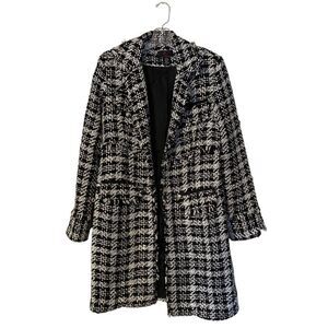 True Meaning Black and White Mid Length Fashion Coat